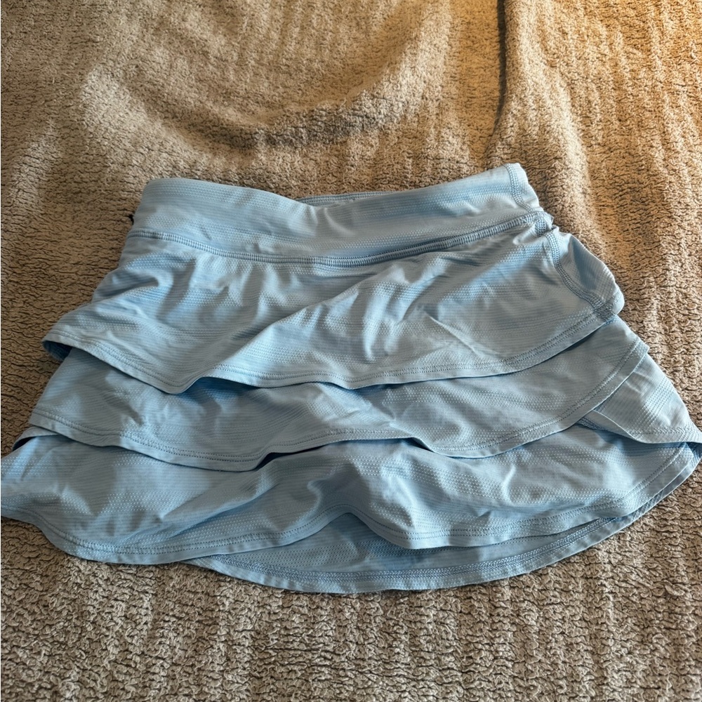 Athleta Girl Light Blue Ruffled Skirt with built in shorts